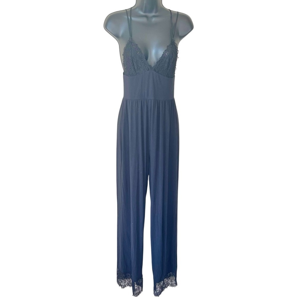 Victoria’s Secret Black Modal Lace Strappy Jumpsuit